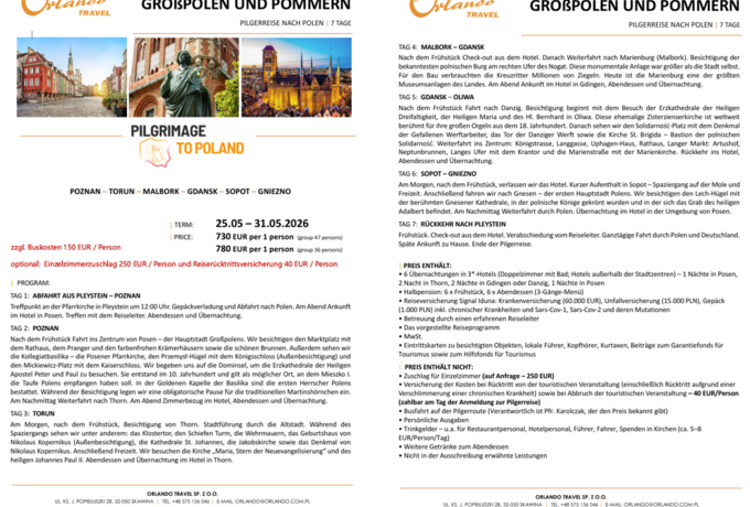 Programm Polenfahrt Mai 2026